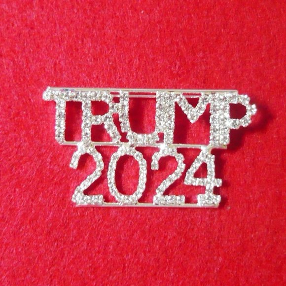 Large Sparkling Rhinestone Trump 2024 Pin, Really Sparkles and Shines! - Picture 4 of 4